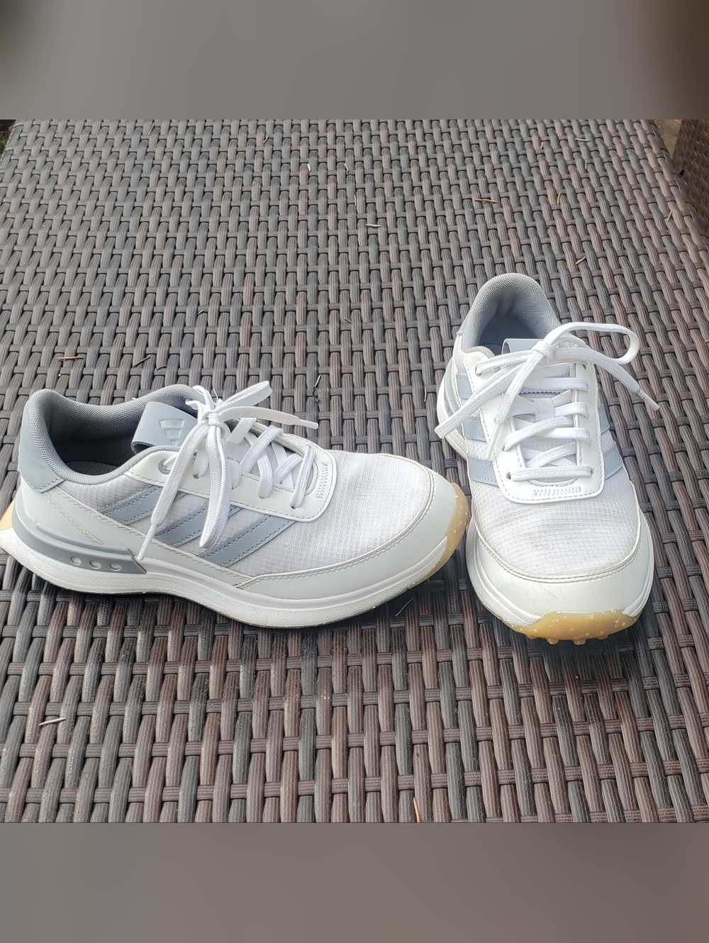 Kids Adidas Golf Shoes - White and Gray - US Size 4